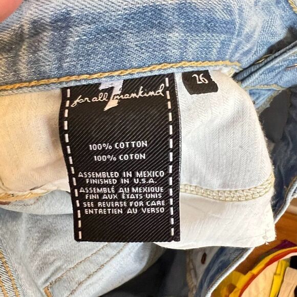 7 For All Mankind 7FAMK Light Wash Destroyed Button Fly Jeans - Picture 6 of 6